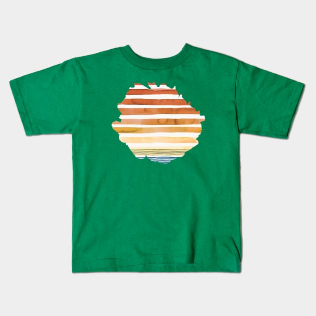 Watercolor Desert Sunset Summer Stripes Kids T-Shirt by ninoladesign